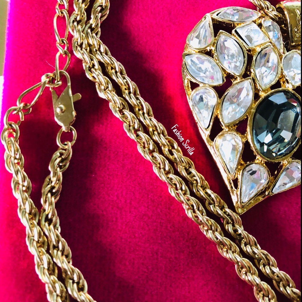 Yves Saint Laurent Gold XL Heart crystal Necklace - Picture 9 of 16